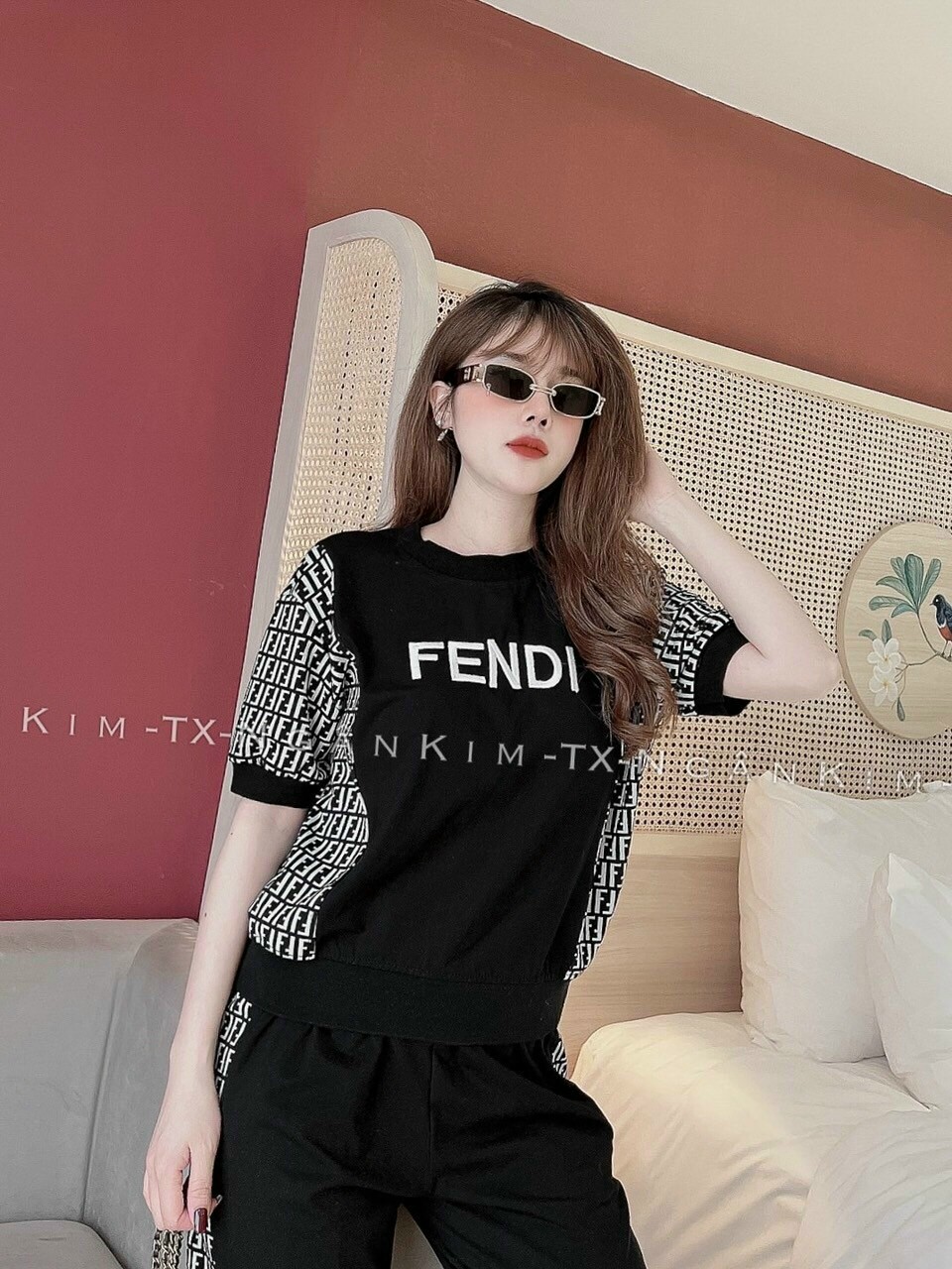BỘ THỜI TRANG PHỐI HỌA TIẾT FENDI THÊU CAO CẤP - BTN427